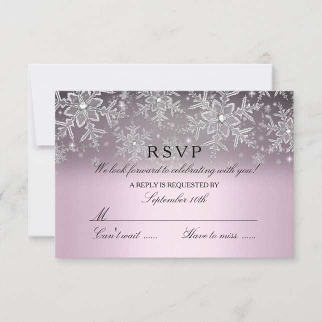 Crystal Snowflake Pink Winter UAWG RSVP Karte (Vorderseite)