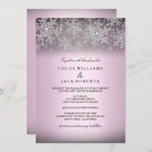 Crystal Snowflake Pink Winter Wedding Einladung