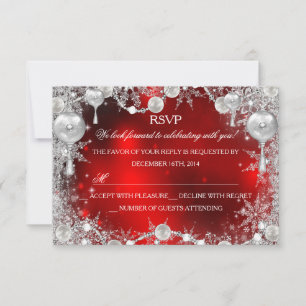 Crystal Snowflake Red Christmas Holiday UAWG RSVP Karte
