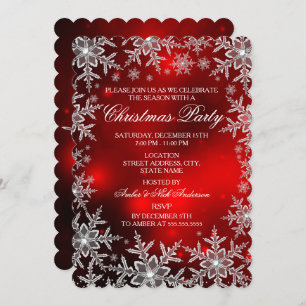 Crystal Snowflake Red Christmas Party Scall Einladung