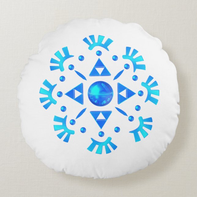 Crystal Snowflake Rundes Kissen (Vorderseite)
