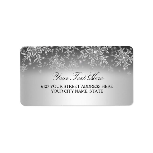 Crystal Snowflake Silver Winter Address Label Adressaufkleber (Vorne)
