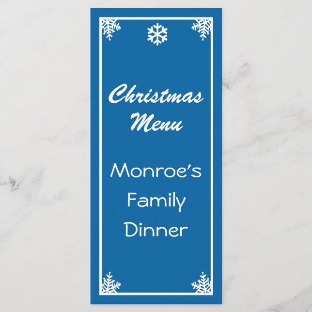 Crystal Snowflake Weihnachtsmenü Menükarte (Vorderseite)