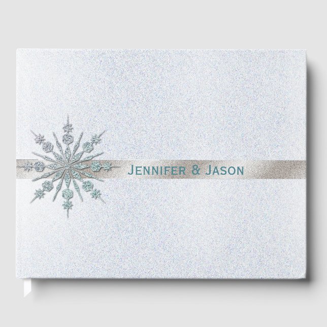Crystal Snowflake Winter Wedding Guest Book Gästebuch (Vorderseite)