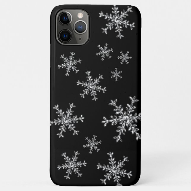 Crystal Snowflakes Black iPhone Case (Rückseite)