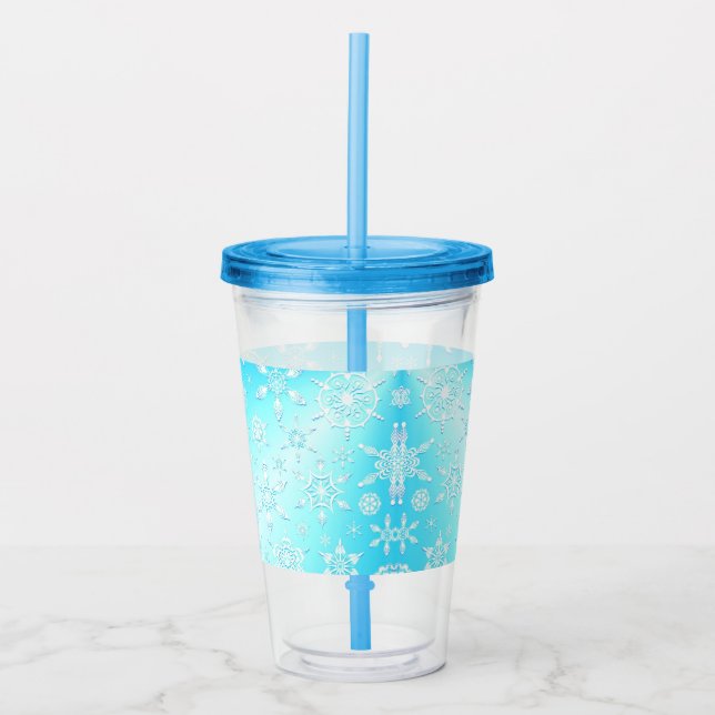 Crystal Snowflakes Pattern Acryltrinkbecher (Vorderseite)