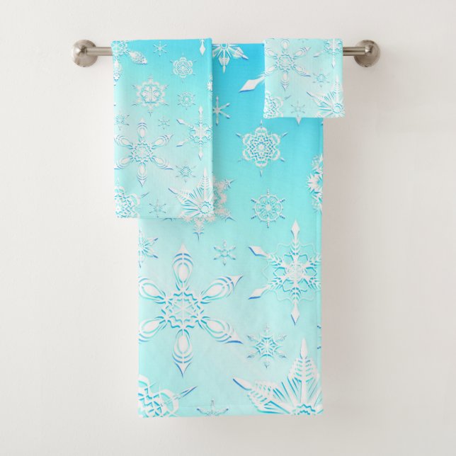 Crystal Snowflakes Pattern Badhandtuch Set (Insitu)