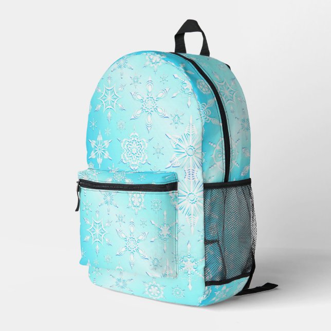Crystal Snowflakes Pattern Bedruckter Rucksack (Rückseitige Ecke Rechts)