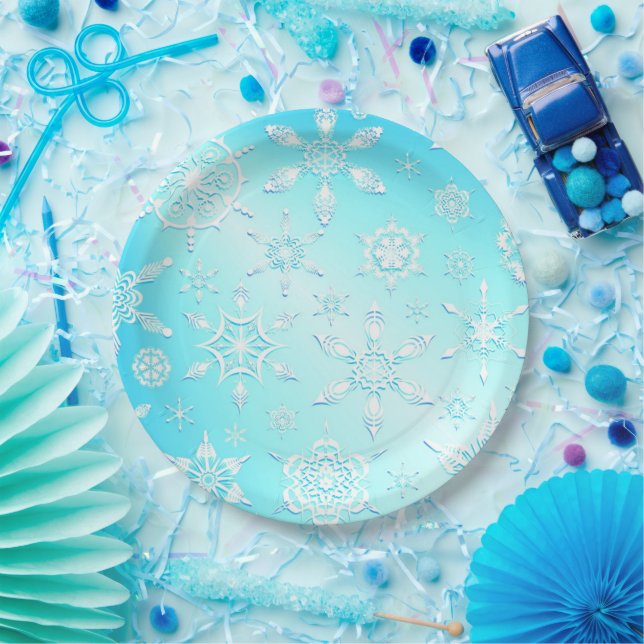 Crystal Snowflakes Pattern Pappteller (Party)