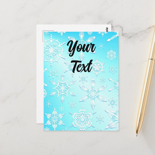 Crystal Snowflakes Pattern Postkarte (Vorderseite/Rückseite Beispiel)