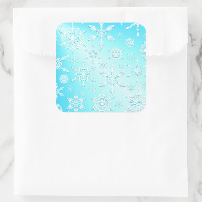 Crystal Snowflakes Pattern Quadratischer Aufkleber (Tasche)