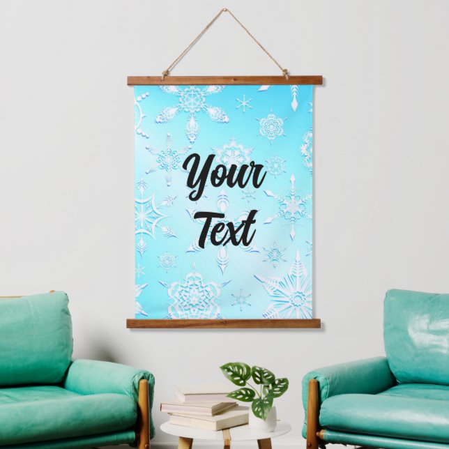 Crystal Snowflakes Pattern Wandteppich Mit Holzrahmen (Wohnzimmer)