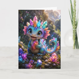 Crystal Sprout – Süße Kristall-Drache Fantasy-Kuns Karte