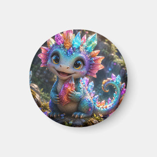 Crystal Sprout – Süße Kristall-Drache Fantasy-Kuns Magnet