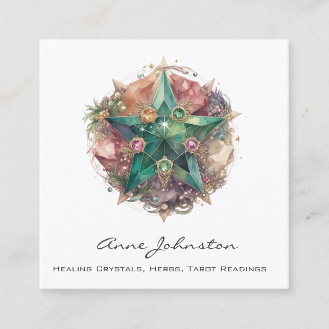 Crystal Star Square Business Card Quadratische Visitenkarte (Vorderseite)
