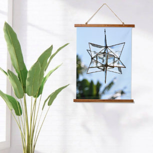 Crystal Suncatcher Blue Sky Modern Fotografy Wandteppich Mit Holzrahmen