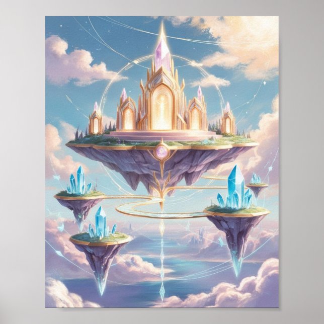 Crystal Temple Sky City Poster - Floating Fantasy (Vorne)
