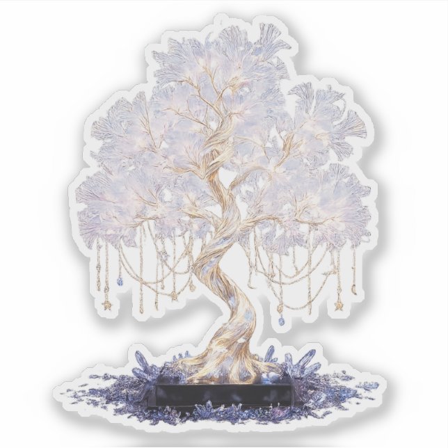 Crystal vinyl sticker of a golden galaxy tree (Vorderseite)