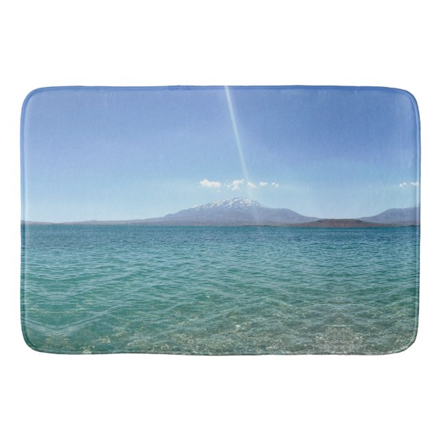 Crystal Water View Blue Sky Beach Vibe Friedlich Badematte (Vorderseite)