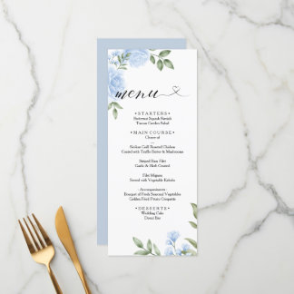CRYSTAL Wedding Menu / Blue Rose Wasserfarbe Menükarte
