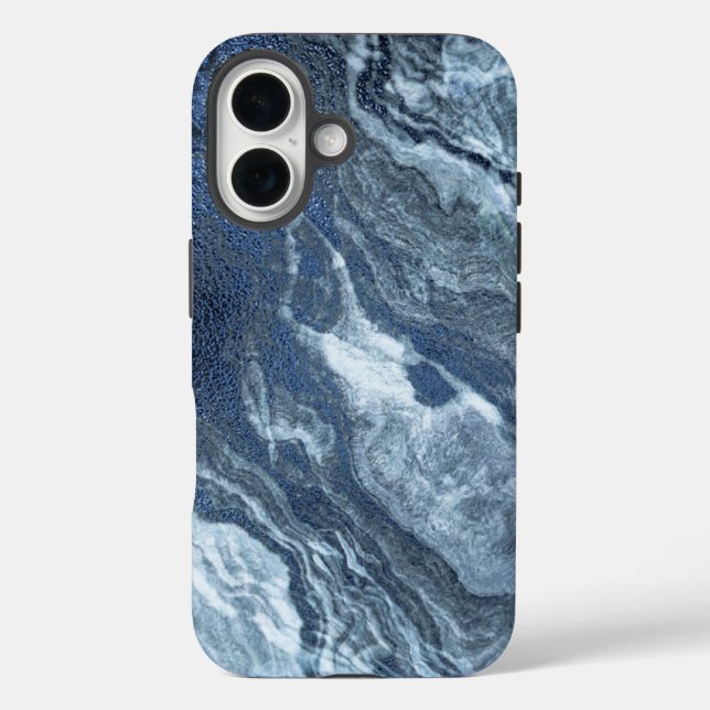 Crystalized Blue Agate | Dusty Slate Marble Stone Case-Mate iPhone Hülle (Rückseite)