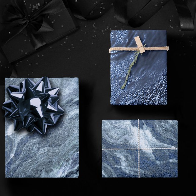 Crystalized Blue Agate | Dusty Slate Marble Stone Geschenkpapier Set (Von Creator hochgeladen)