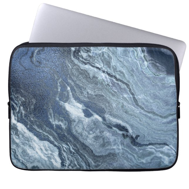Crystalized Blue Agate | Dusty Slate Marble Stone Laptopschutzhülle (Vorderseite)