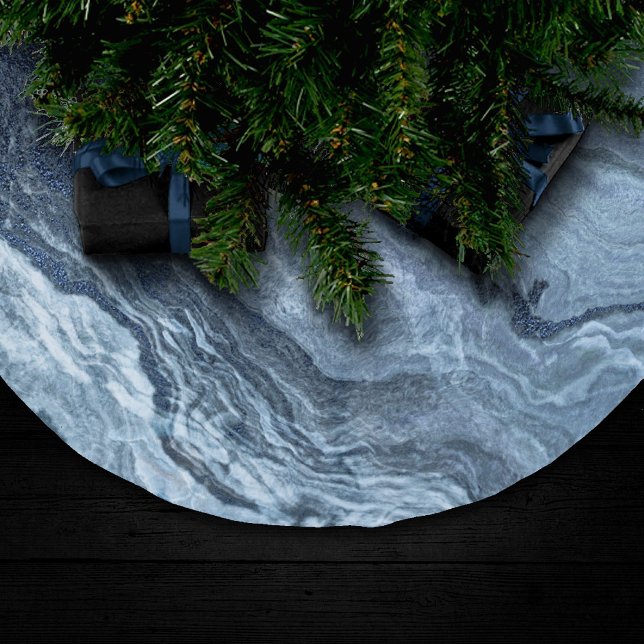 Crystalized Blue Agate | Dusty Slate Marble Stone Polyester Weihnachtsbaumdecke (Von Creator hochgeladen)