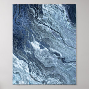 Crystalized Blue Agate   Dusty Slate Marble Stone Poster