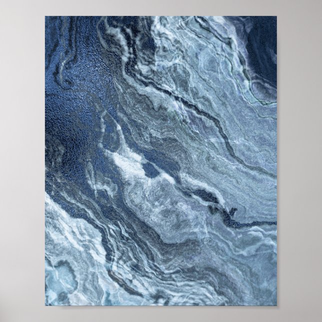 Crystalized Blue Agate | Dusty Slate Marble Stone Poster (Vorne)