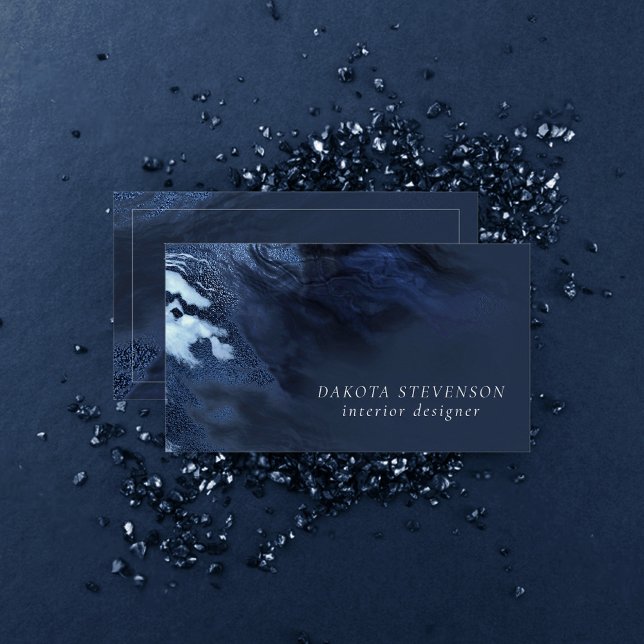 Crystalized Blue Agate | Dusty Slate Marble Stone Visitenkarte (Von Creator hochgeladen)