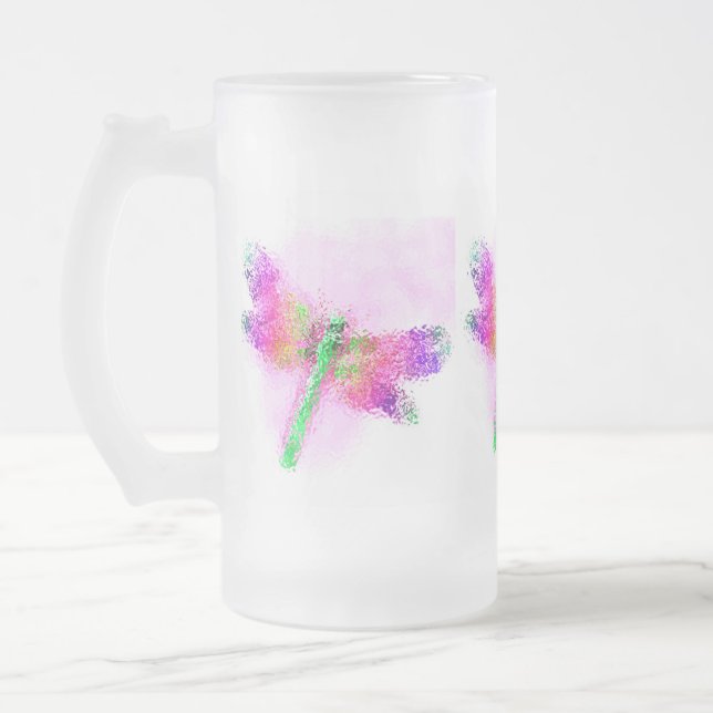 Crystalized Dragonfly (pink) Mattglas Bierglas (Links)
