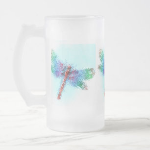 Crystalized Libelle (blau) Mattglas Bierglas