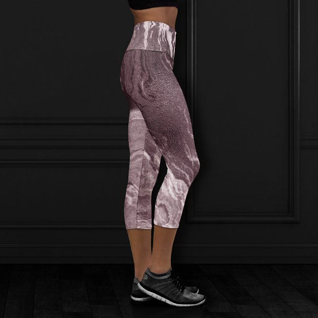 Crystalized Mauve Agate | Dusty Rose Rosa Marmor Capri Leggings (Von Creator hochgeladen)