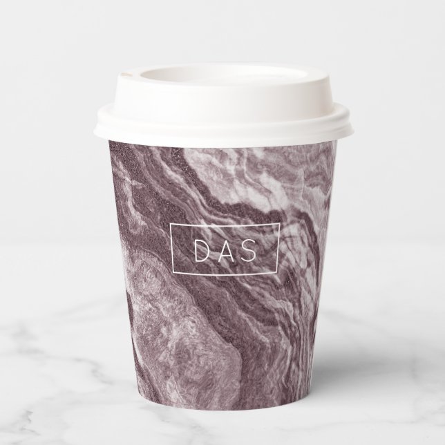 Crystalized Mauve Agate | Dusty Rose Rosa Marmor Pappbecher (Rückseite)