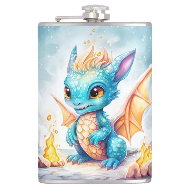 Crystalized Niedlich Baby Blue Dragon-68799 Flachmann (Vorderseite)