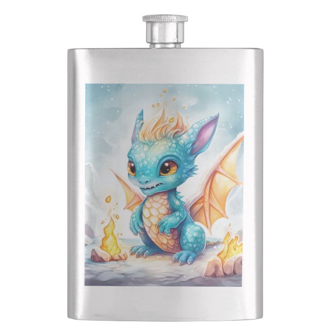 Crystalized Niedlich Baby Blue Dragon-68799 Flachmann (Vorderseite)