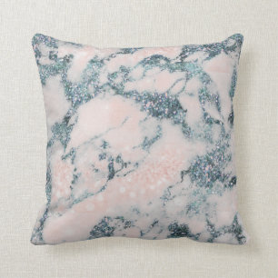 Crystals Glitzer Peach White Blue Marmor Kissen