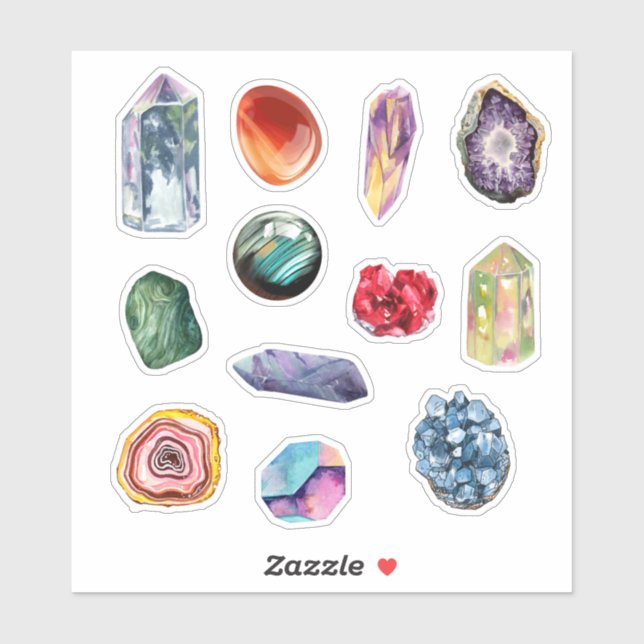 Crystals Healing Stones Sticker Set (Blatt)