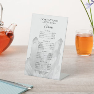 Crystals Wellness-Center Salon Services Menü Sockelschild