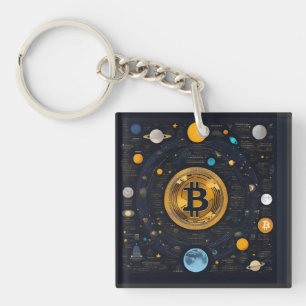 Crytpo - Bitcoin-Shirt - Mondzeit - KI Schlüsselanhänger