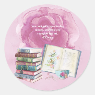 CS Lewis Tea & Book Quote Klassischer Round-Sticke Runder Aufkleber