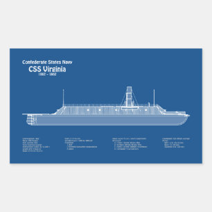 CSS Virginia - Pläne für den Schiffsbau ABD Rechteckiger Aufkleber