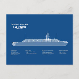 CSS Virginia - Schiff Bauplan ABD Postkarte