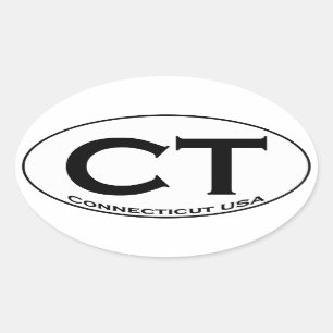CT - Oval-Logo Connecticuts USA Ovaler Aufkleber