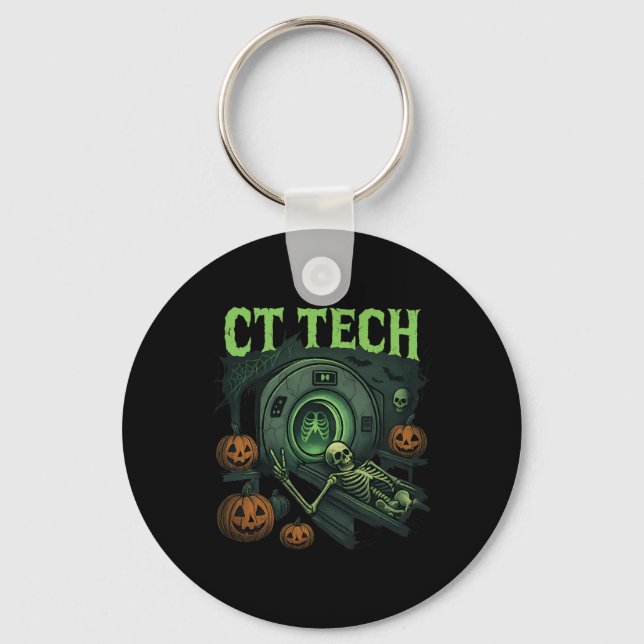 Ct Tech Skeleton Funny Halloween Mi Techniker Ra Schlüsselanhänger (Vorderseite)