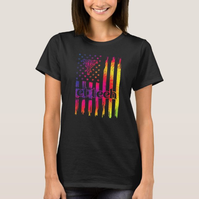 CT Tech US Flag Computertomographie Tech T-Shirt (Vorderseite)
