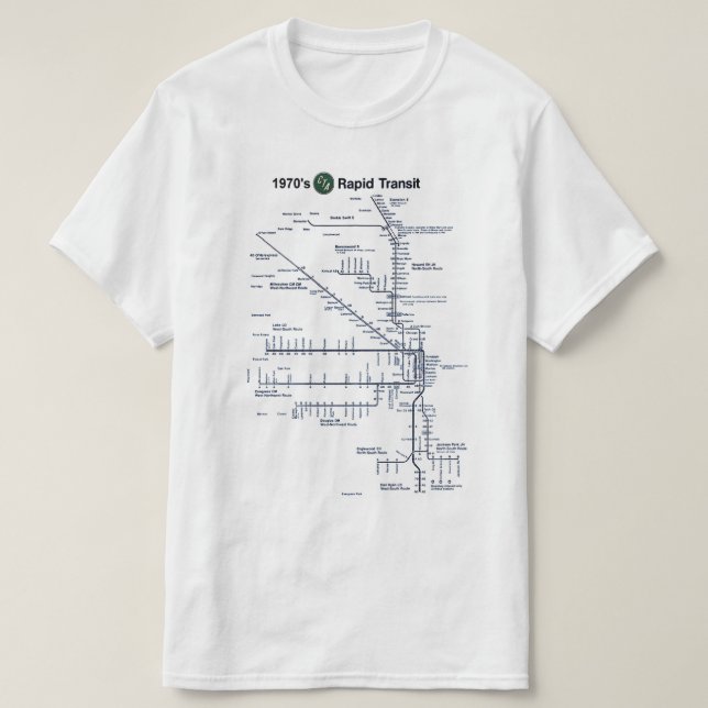 CTA "L" Rapid Transit 1970s Karte Chicago, Illinoi T-Shirt (Design vorne)