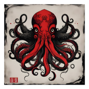 Cthulhu Asian Tinte Malerei Poster