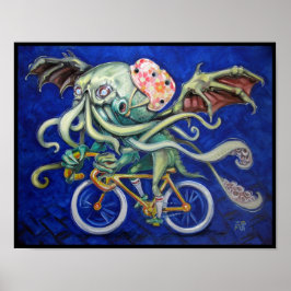 Cthulhu auf dem Fahrrad Poster